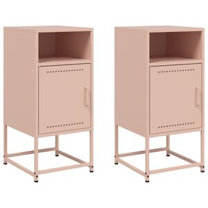 vidaXL Bedside Cabinets 2 pcs Pink 36x39x78 cm Steel