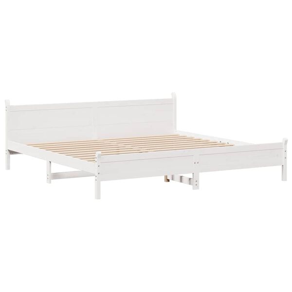 vidaXL Bed Frame without Mattress White 200x200 cm Solid Wood Pine