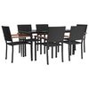 vidaXL 7 Piece Garden Dining Set Black Poly Rattan
