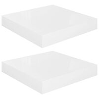 vidaXL Floating Wall Shelves 2 pcs High Gloss White 23x23.5x3.8 cm MDF