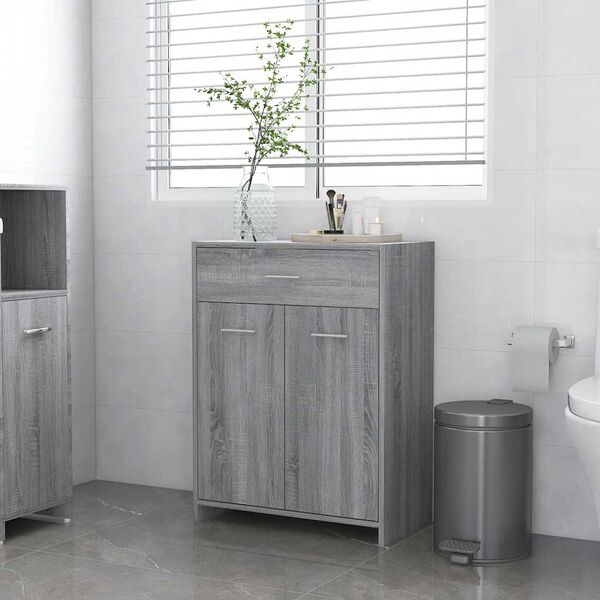 vidaXL Bathroom Cabinet Grey Sonoma 60x33x80 cm Engineered Wood