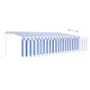 vidaXL Manual Retractable Awning with Blind&LED 6x3m Blue&White