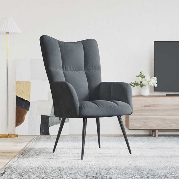vidaXL Relaxing Chair Dark Grey 70 x 61 x 96.5 cm Velvet
