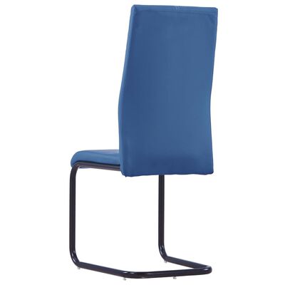 vidaXL Cantilever Dining Chairs 2 pcs Blue Faux Leather