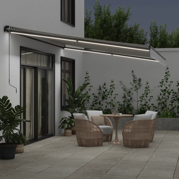 vidaXL Automatic Retractable Awning Anthracite and White 500x350 cm