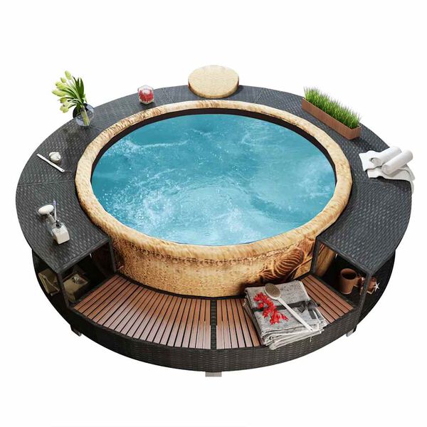 vidaXL Hot Tub Surround Black Poly Rattan