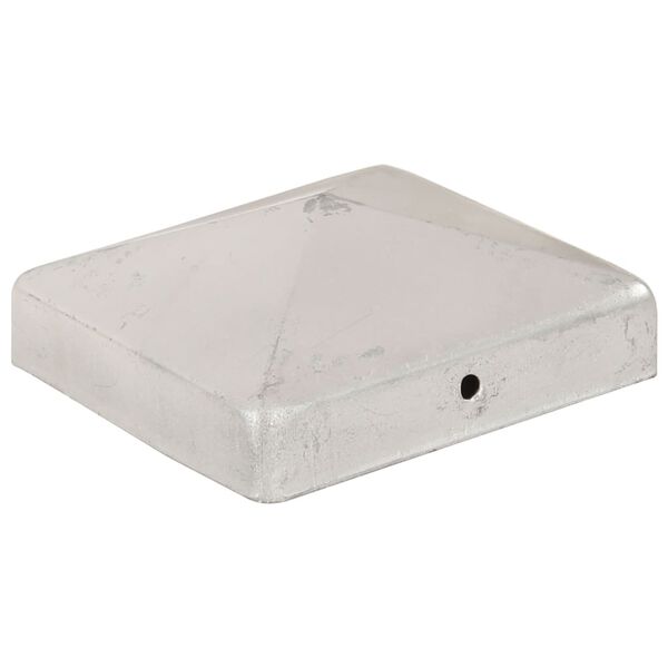 vidaXL Pyramid Fence Post Caps 6 pcs Galvanised Metal 91x91 mm