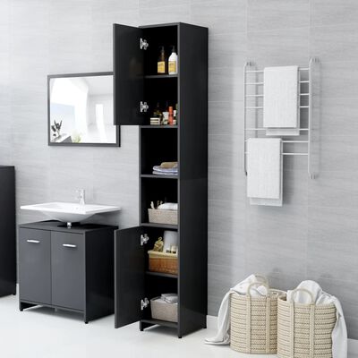 vidaXL Bathroom Cabinet Grey 30x30x183.5 cm Chipboard