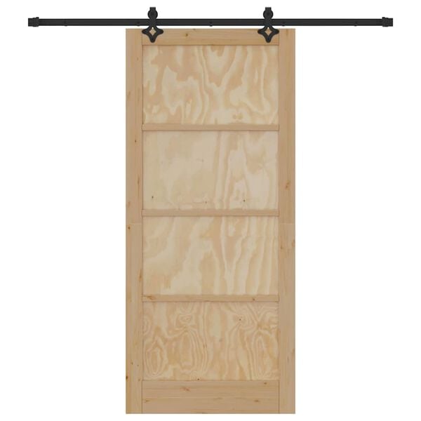 vidaXL Sliding Door Natural and Black 93 x 211 cm