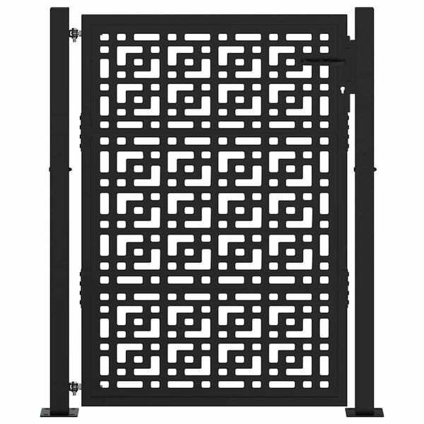 vidaXL Garden Gate Black 100x125 cm Steel Cross Design