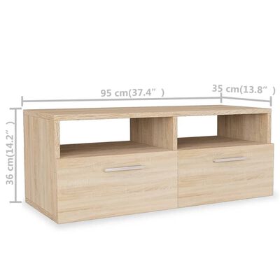 vidaXL TV Cabinets 2 pcs Engineered Wood 95x35x36 cm Oak