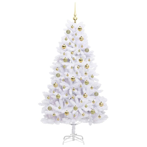 vidaXL Artificial Hinged Christmas Tree White 180 cm PVC and Steel