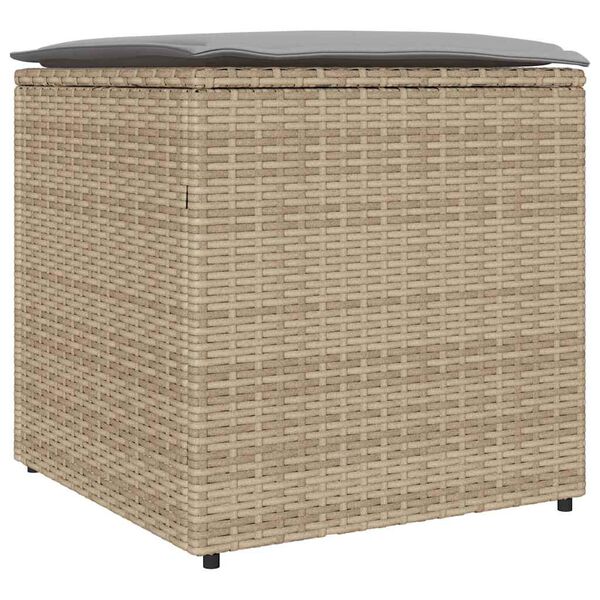 vidaXL Cushion Box with Storage Beige 50 x 50 x 50 cm Poly Rattan