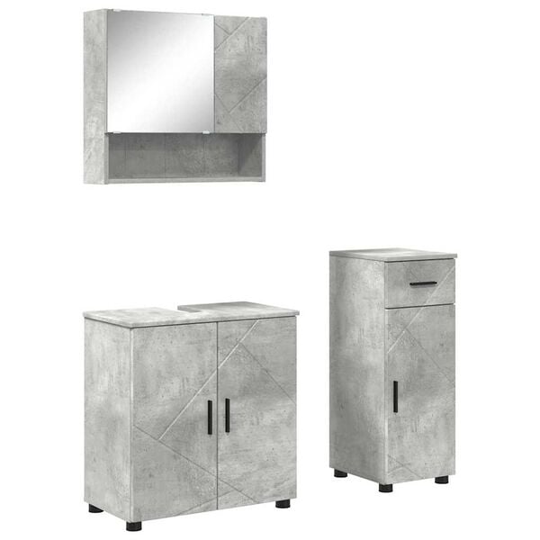 vidaXL Bathroom Furniture Set with Drawer 3 pcs Concrete Grey