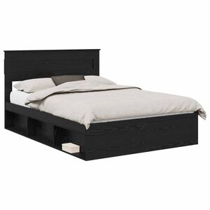 vidaXL Bed Frame with Headboard Black 150 x 200 cm Solid Pine Wood