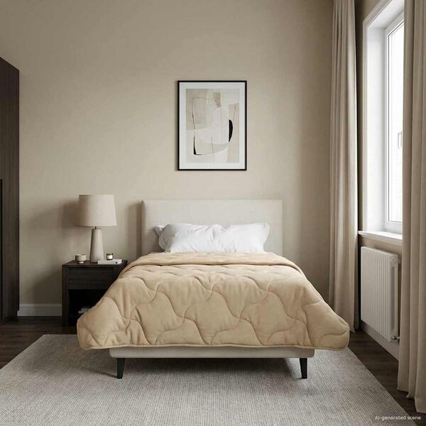 vidaXL Full Year Duvet Cream 140 x 200 cm Microfiber and Teddy fleece