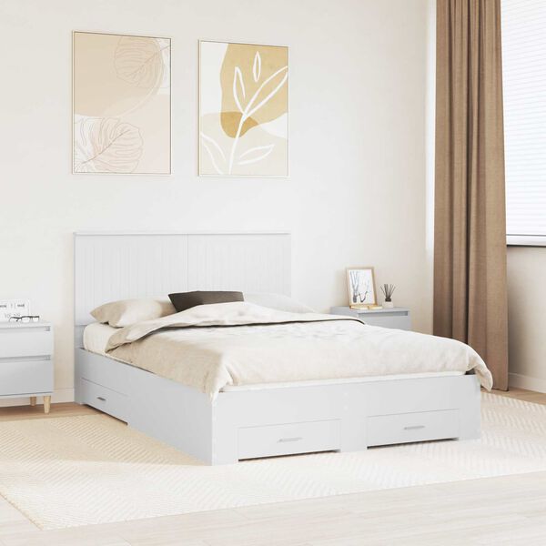 vidaXL Bed Frame with Headboard White 140 x 200 cm Engineered Wood