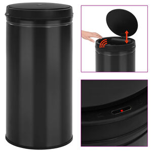 vidaXL Automatic Sensor Dustbin 70 L Carbon Steel Black