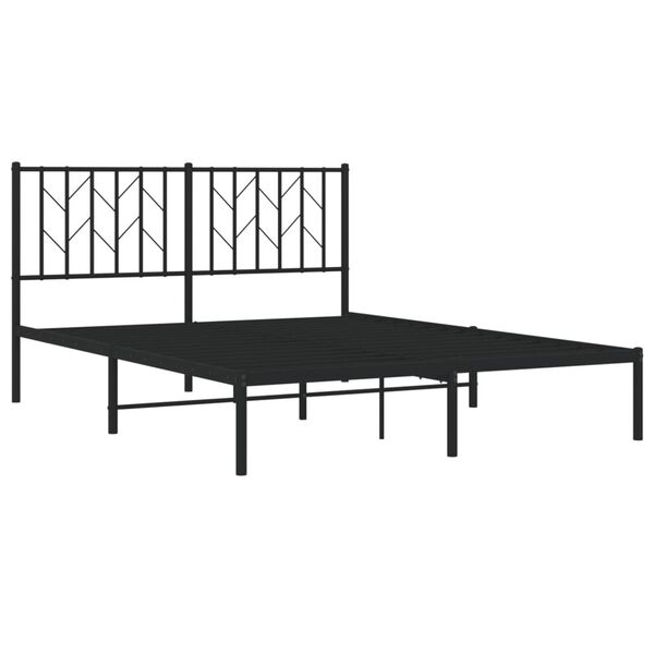 vidaXL Metal Bed Frame without Mattress with Headboard Black 140x200cm