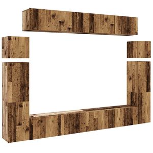 vidaXL 8 Piece TV Cabinet Set Wall-mounted Old Wood Engineered Wood