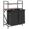 vidaXL Laundry Basket 2 Compartments with Shelves Smoked Oak