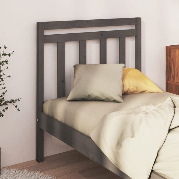 vidaXL Bed Headboard Grey 106x4x100 cm Solid Wood Pine