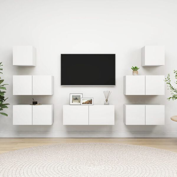 vidaXL 7 Piece TV Cabinet Set White Engineered Wood