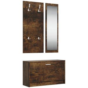vidaXL 3-in-1 Shoe Cabinet Set Smoked Oak Engineered Wood