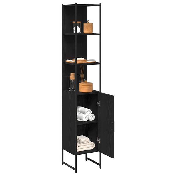 vidaXL Bathroom Cabinet Black oak 33 x 33 x 185.5 cm Engineered Wood