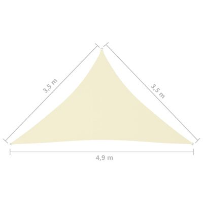 vidaXL Sunshade Sail Oxford Fabric Triangular 3.5x3.5x4.9 m Cream
