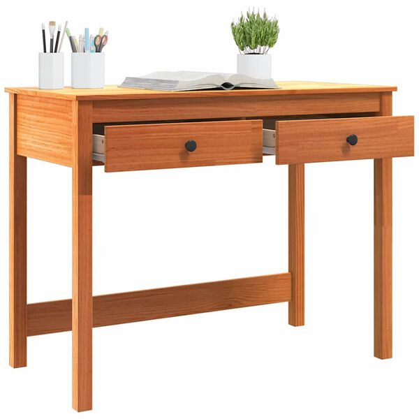 vidaXL Desk with Drawer Max Brown 100 x 50 x 78 cm Solid Pine Wood