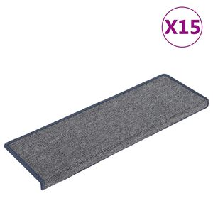 vidaXL Stair Mats 15 pcs 65x21x4 cm Light Grey&Blue Rectangular Edge