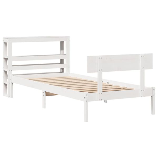 vidaXL Bed Frame without Mattress White 75x190 cm Small Single Solid Wood Pine