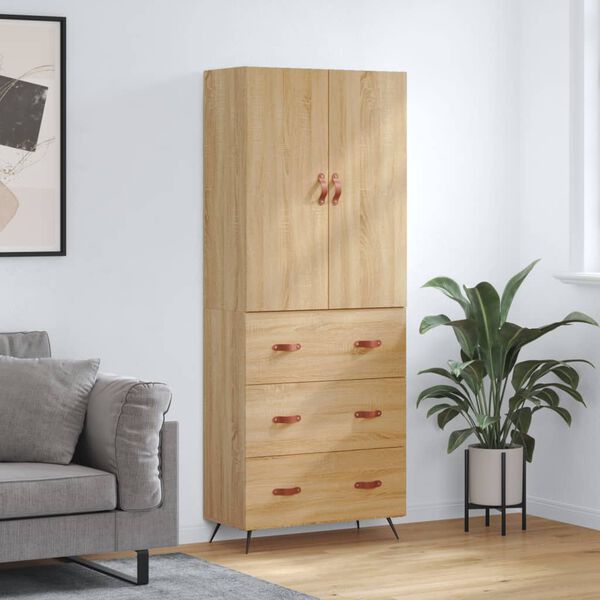 vidaXL Highboard Sonoma Oak 69.5x34x180 cm Engineered Wood