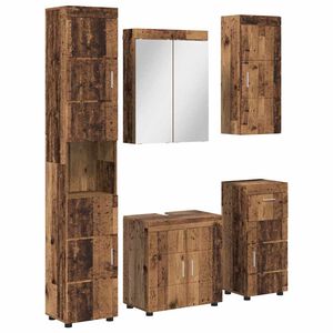 vidaXL Bathroom Furniture Set with Door TULUM Old Wood Engineered Wood