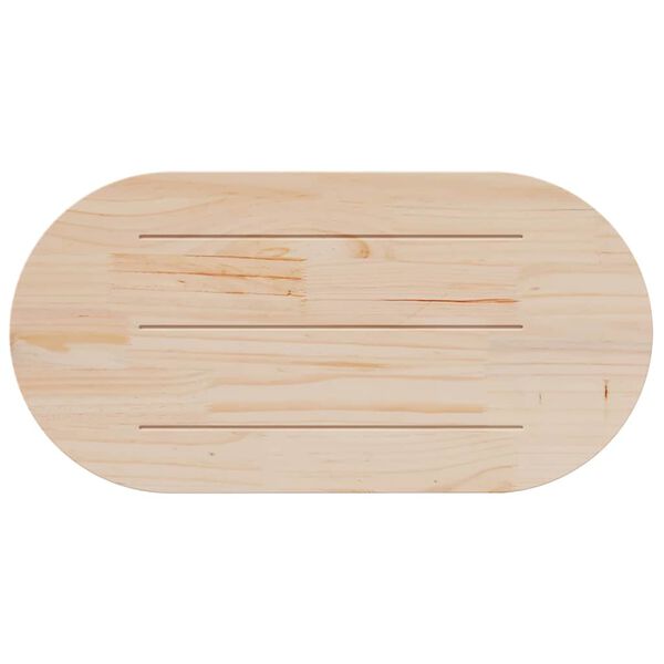 vidaXL Table Top White 110x55x2.5 cm Solid Wood Pine Oval