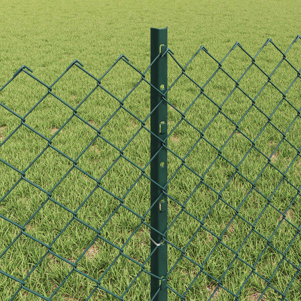 vidaXL Fence with Post Green 0.6 x 25 m Steel and PVC