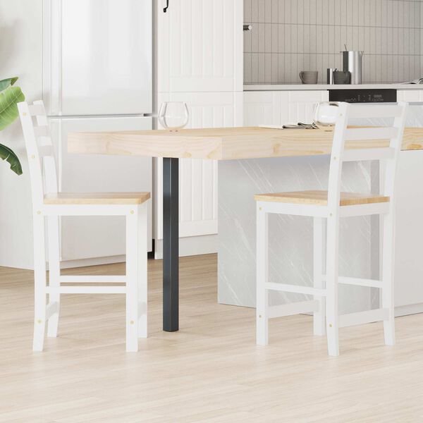 vidaXL Dining Chairs 2 pcs White 40 x 47.5 x 99.5 cm Solid Rubber Wood