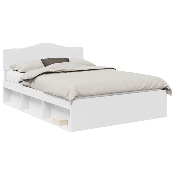 vidaXL Bed Frame with Headboard White 140 x 200 cm Solid Pine Wood