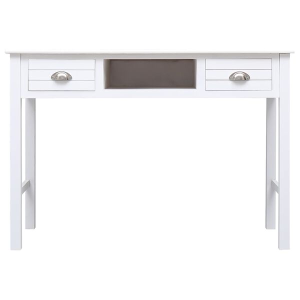 vidaXL Desk White 108x45x76 cm Solid Wood Paulownia