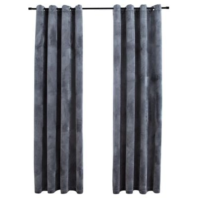 vidaXL Blackout Curtains with Rings 2 pcs Velvet Anthracite 140x225 cm