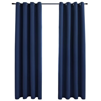 vidaXL Blackout Curtains with Metal Rings 2 pcs Blue 140x225 cm