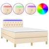 vidaXL Box Spring Bed with Mattress&LED Cream 120x200cm Fabric