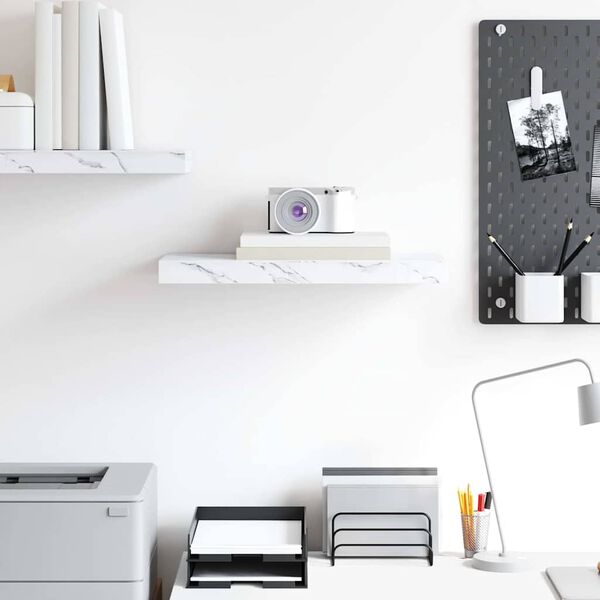 vidaXL Wall Shelf White Marble 50 x 23 x 4 cm Engineered Wood