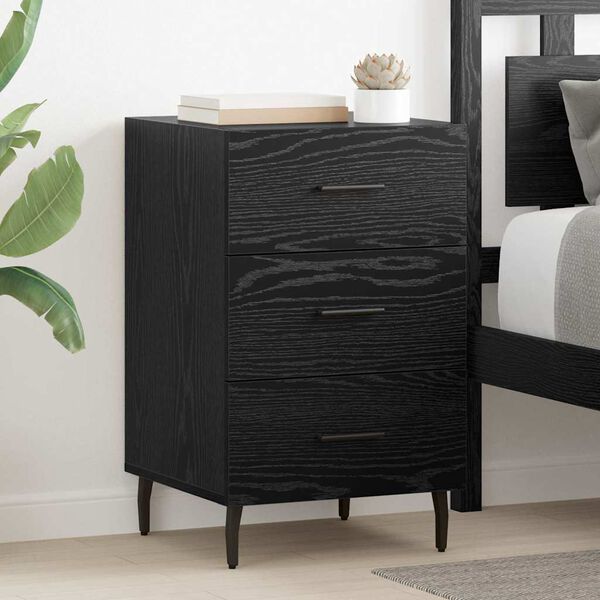 vidaXL Bedside Cabinet Black Oak 40 x 40 x 66 cm Engineered Wood