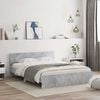 vidaXL Bed Frame with Headboard and LED Concrete Grey 150x200 cm King Size