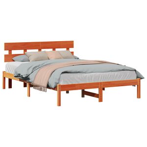 vidaXL Bed Frame with Headboard Brown 160 x 200 cm Solid Pine wood