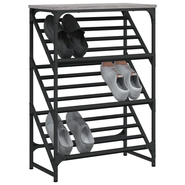 vidaXL Shoe Rack Grey Sonoma 60x30x85 cm Engineered Wood