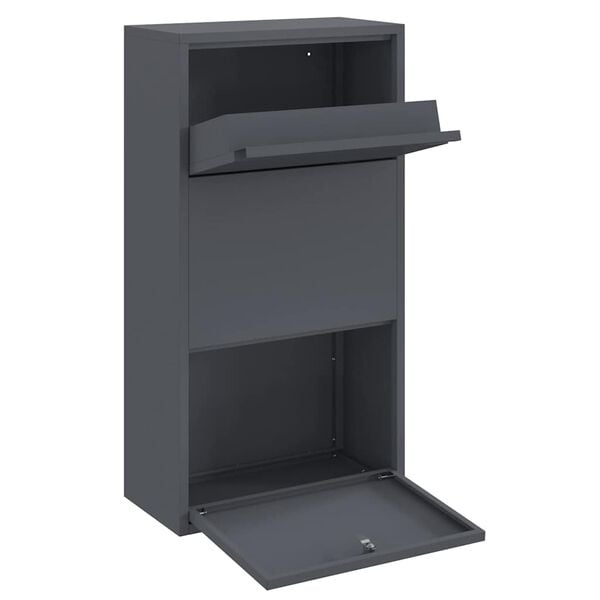 vidaXL Parcel Drop Box with Storage Anthracite 44 x 22 x 82 cm Steel