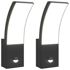 vidaXL Outdoor LED Wall Lights with Sensors 2pcs Black